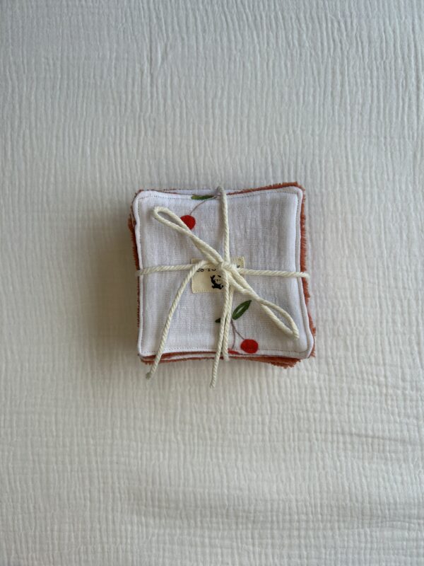 lot 7 cotons lavables motif cerises