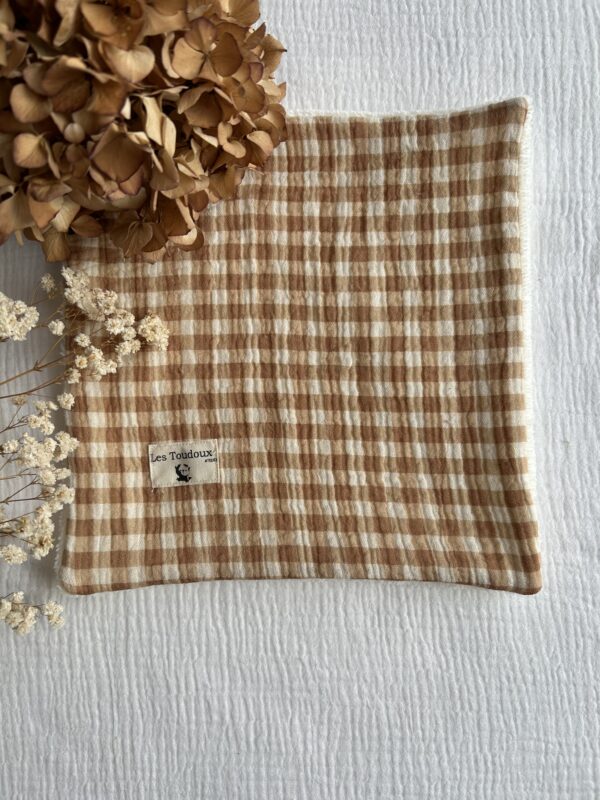 essuie tout lavable vichy marron beige