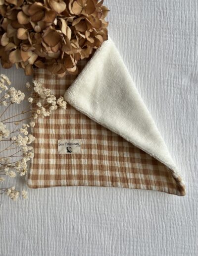 essuie tout lavable vichy marron beige
