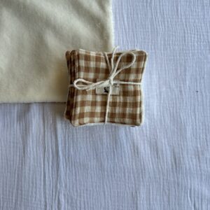lot de 7 cotons lavables vichy caramel