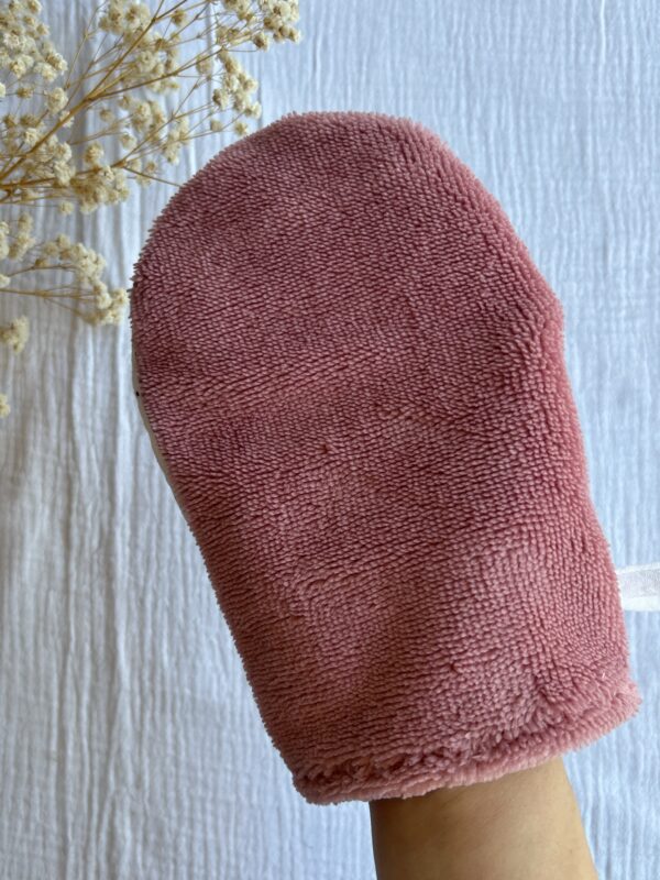 dos gant de toilette rose